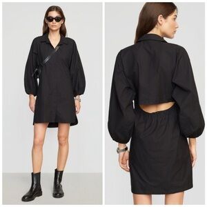 Modern Citizen Clara Open Back‎ Button Down Shirt Dress Black XS